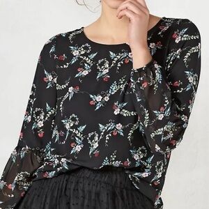 Lauren Conrad Disney Snow White Apple Black Sequins‎  blouse top Size M